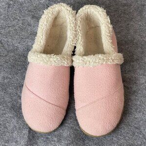 TOMS Girls Pink Wool & Faux Fur Lined Slippers‎ Size Y3